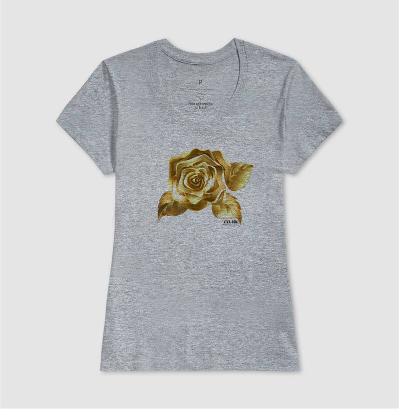 Rosa de Ouro Ampla - Camiseta confort Feminina