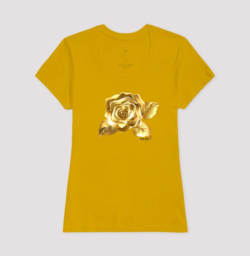 Rosa de Ouro Ampla - Camiseta confort Feminina