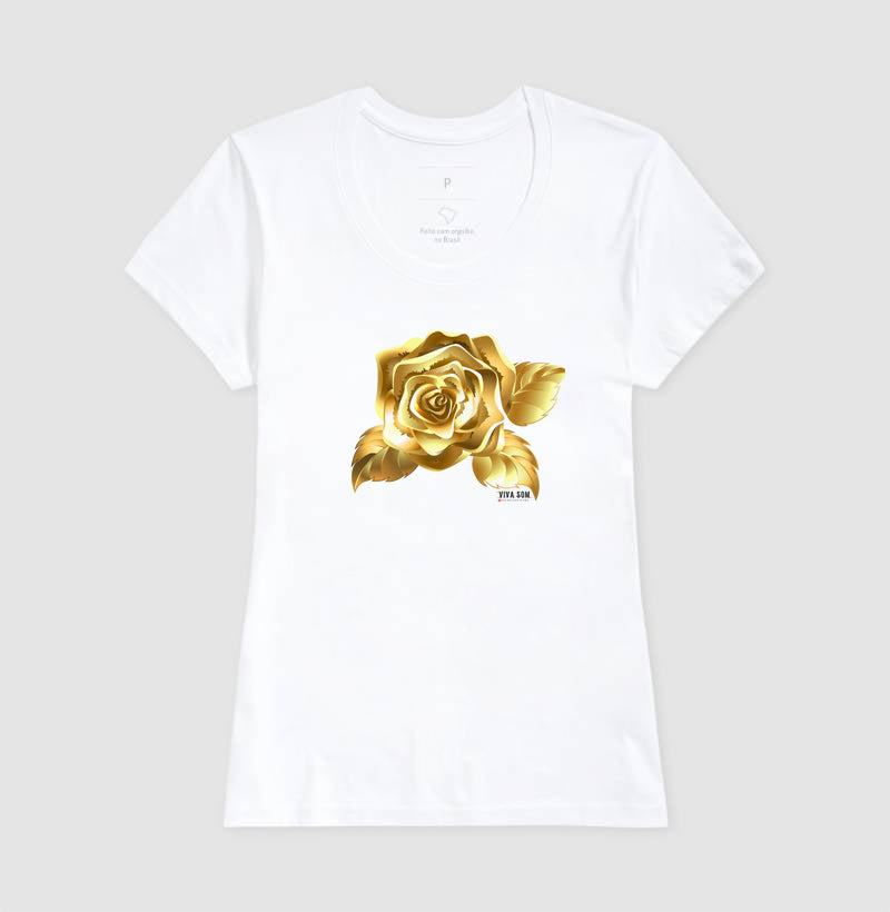 Rosa de Ouro Ampla - Camiseta confort Feminina