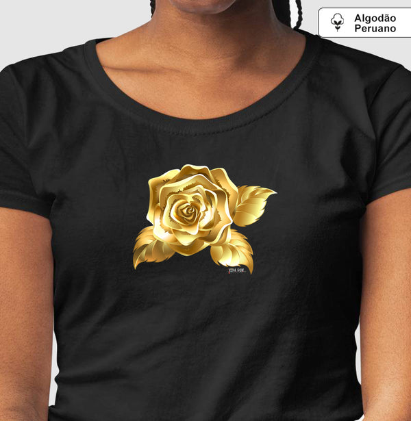 Camiseta Chique Rosa de Ouro Plena - Algodão Peruano