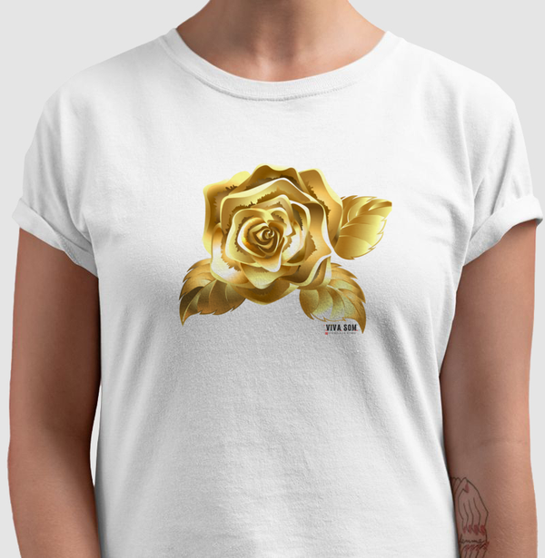 Rosa de Ouro Ampla - Camiseta confort Feminina