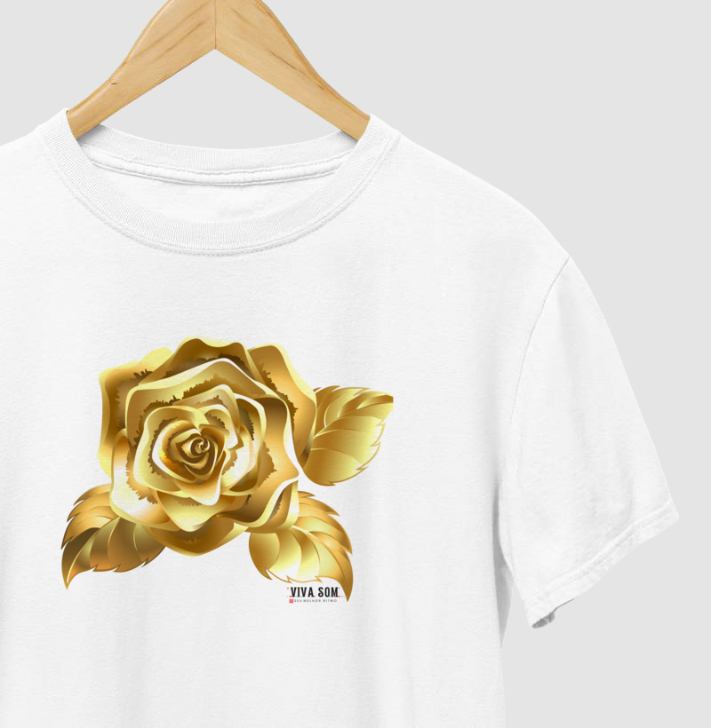 Rosa de Ouro Ampla - Camiseta confort Feminina